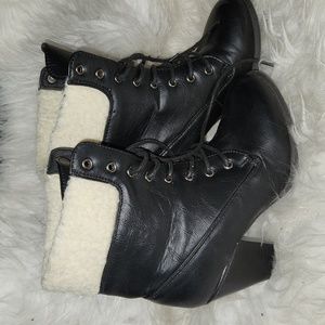 Black Laced heeled booties size 6